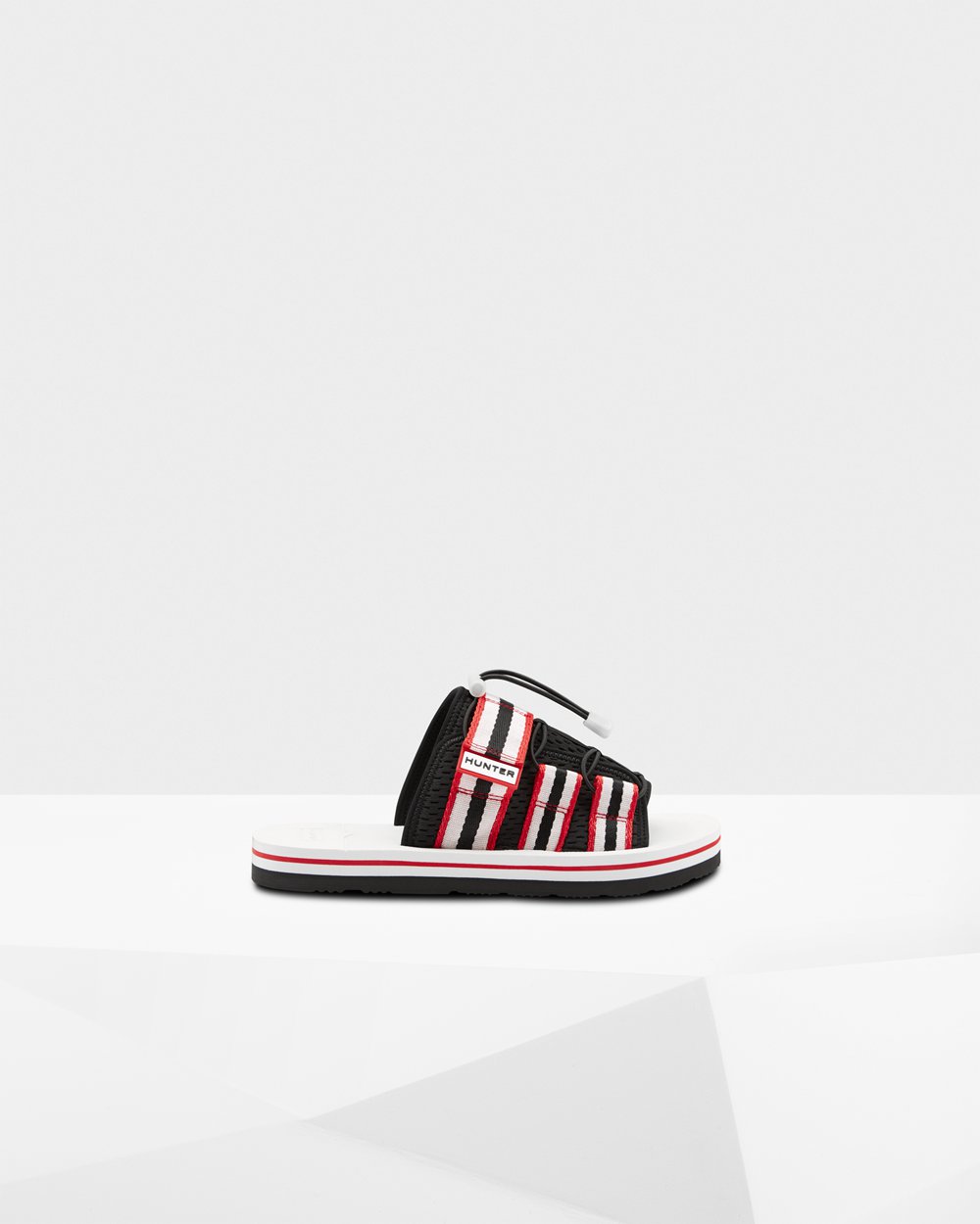 Men Hunter Original Beach | Slides Black/White/Red | NZ-23415-RHQM